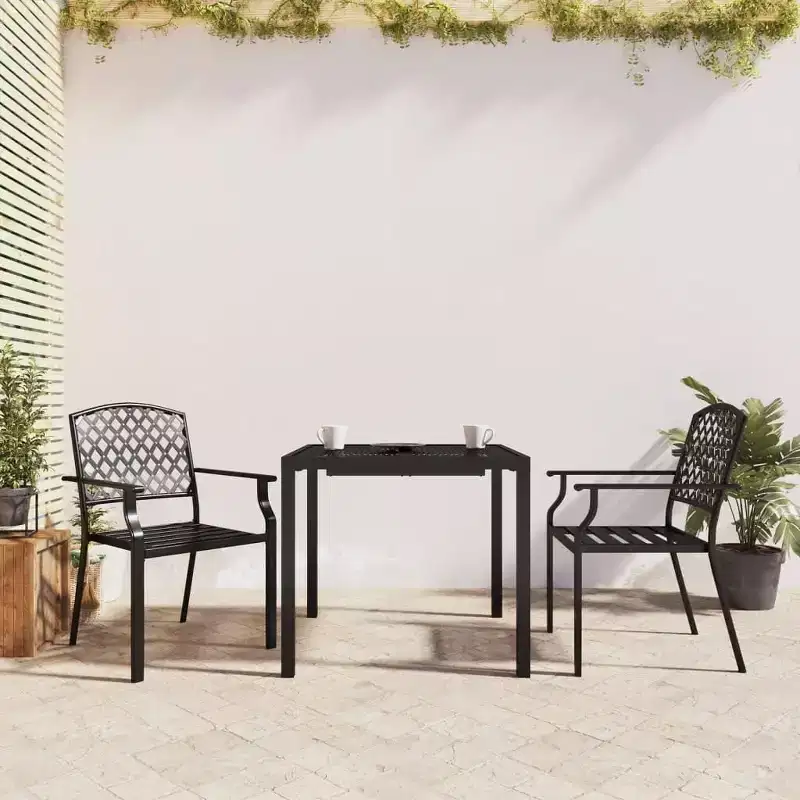 vidaXL Outdoor Dining Set with Steel Frame in Charcoal