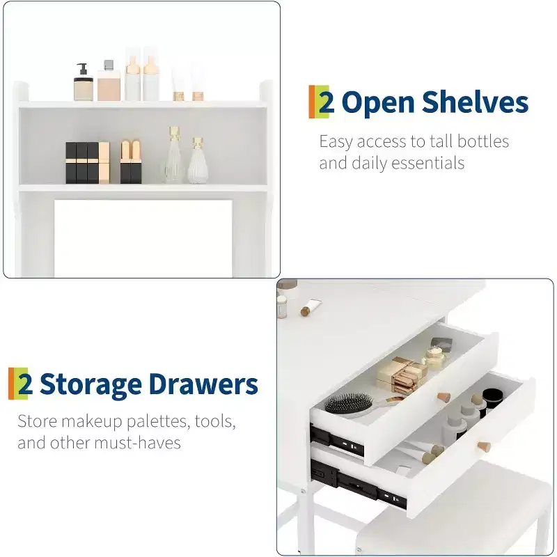 Bathroom Storage Wall Cabinet with Mirror with Mirror, Medicine Cabinet with Height Adjustable Shelf, White