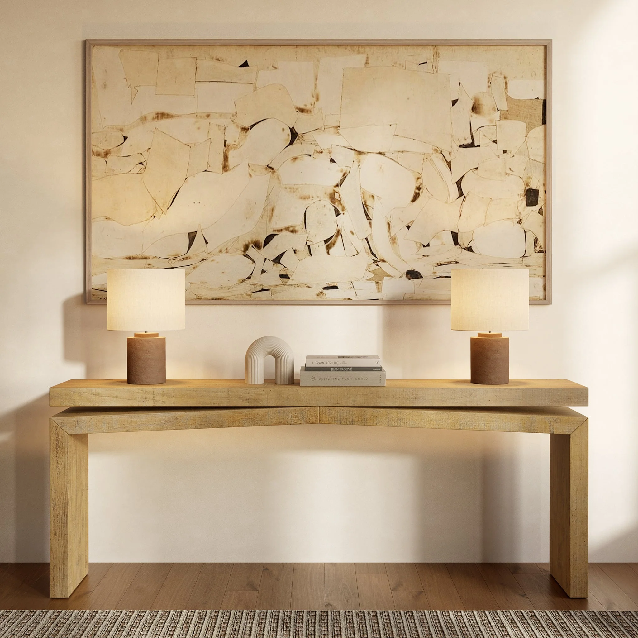 Modern Natural Console Table for Entryway or Living Room