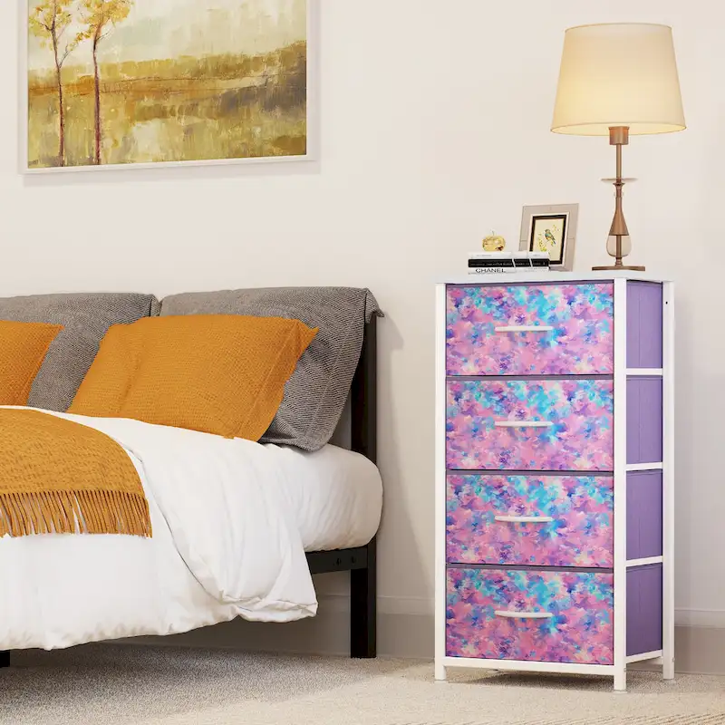 Modern Wide Dresser Storage Tower with 4 Drawers