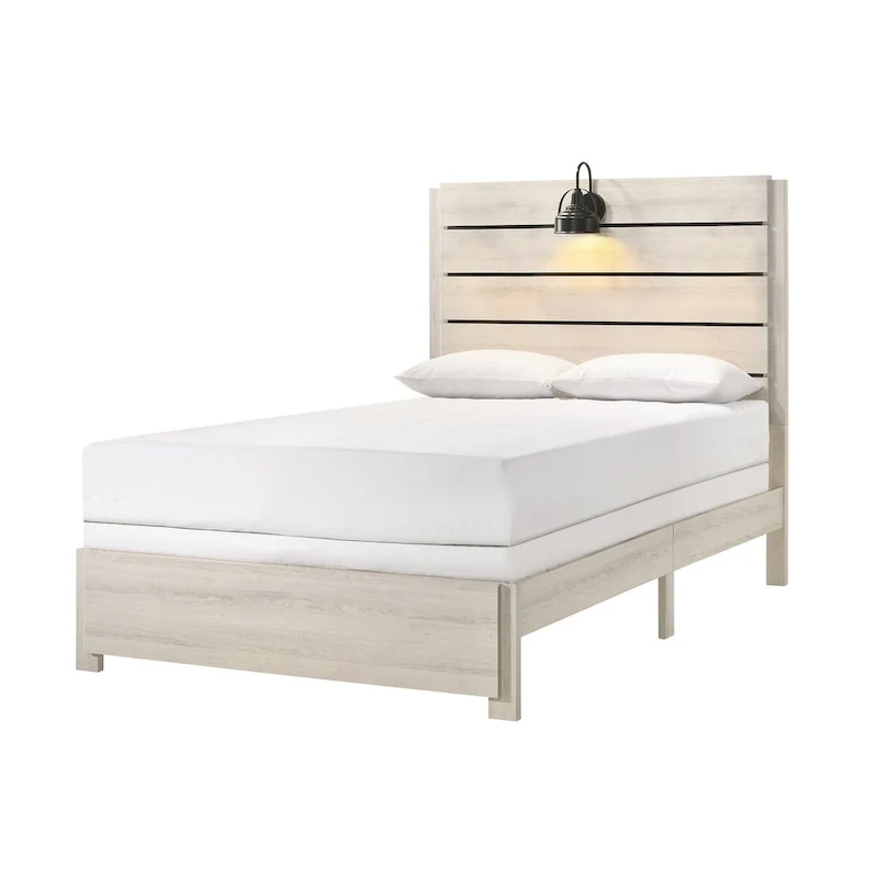 Edyth 4 Piece White LED Panel Bedroom Set