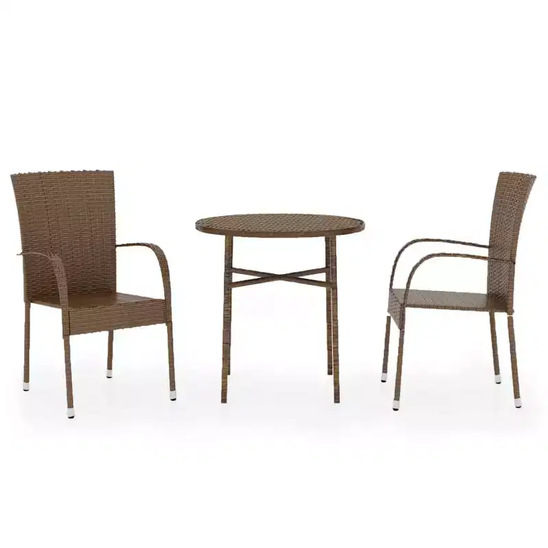 vidaXL Patio Dining Set Outdoor Wicker Table and Chair Set Poly Rattan