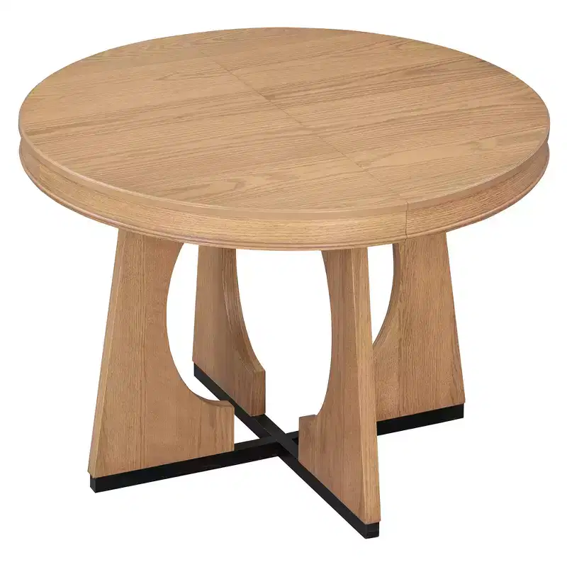 Whisen 5-Piece Retro Rustic Functional Dining Set with 1 Extendable Table and 4 Upholstered Chairs