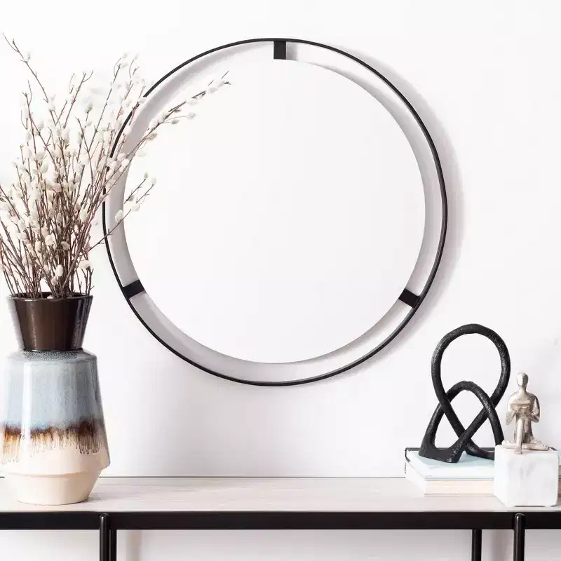Round Wall Mount Mirror Iron and MDF Frame 17