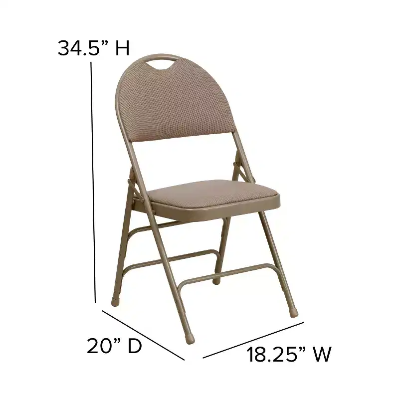 Extra Large Ultra-Premium Triple Braced Metal Folding Chair with Easy-Carry Handle