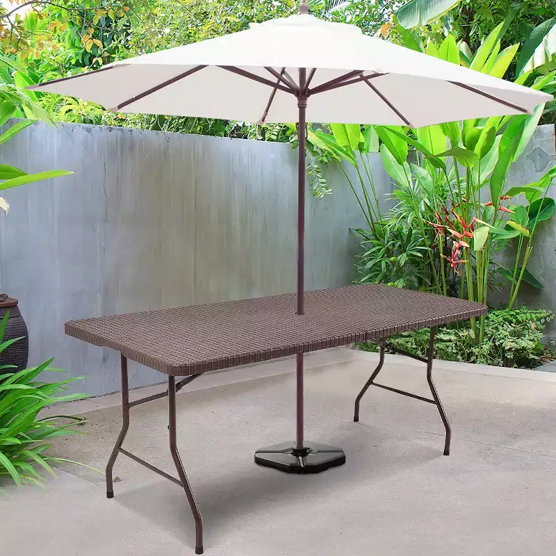 Costway 6' Folding Table Rattan Portable Indoor Outdoor Picnic Party Dining Camping