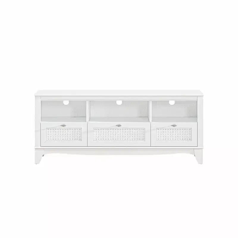 55 Traditional Natural Wood TV Stand for TVs up to 60 with Drawer - Home Essentials