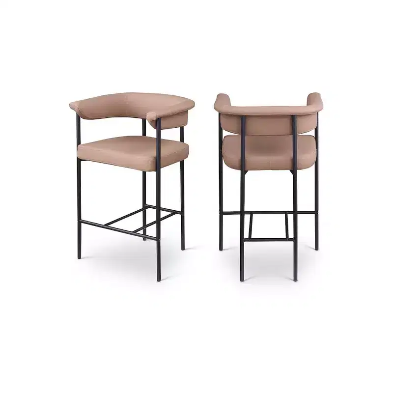 Meridian Furniture,Malin Tan Vegan Leather Counter Stool, Set of 2