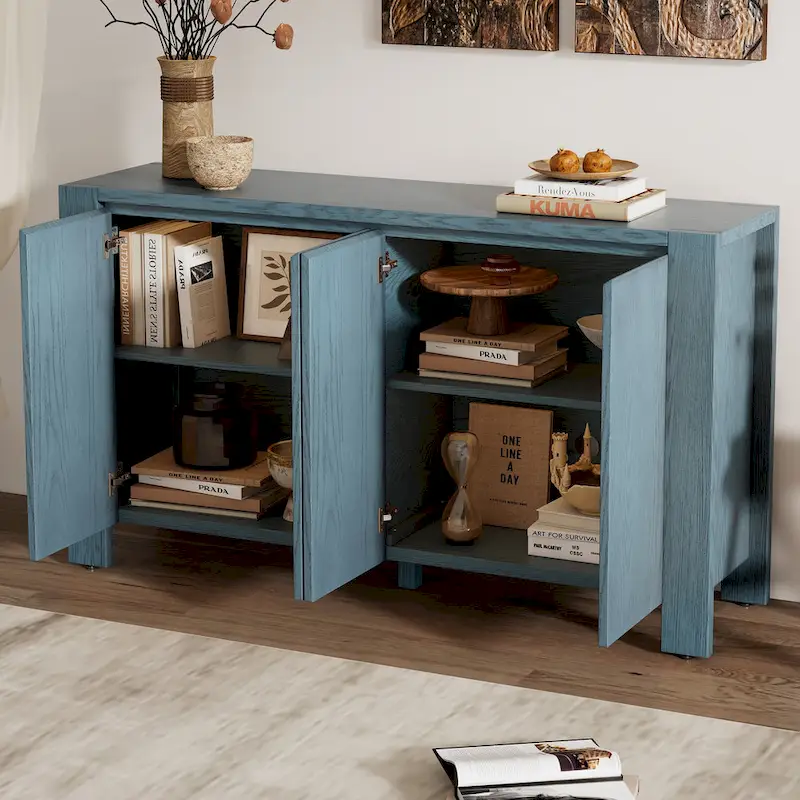 Retro 4-door Sideboard with Distressed Finish