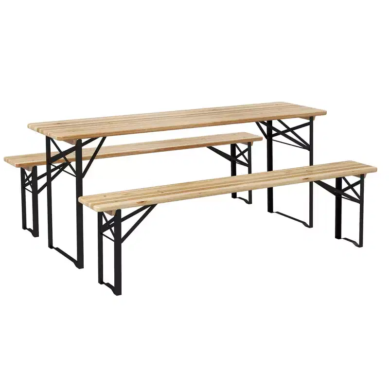 6' Portable Picnic Table and Bench Set, Outdoor Wooden Folding Camping Dining Table for Patio Garden Activities