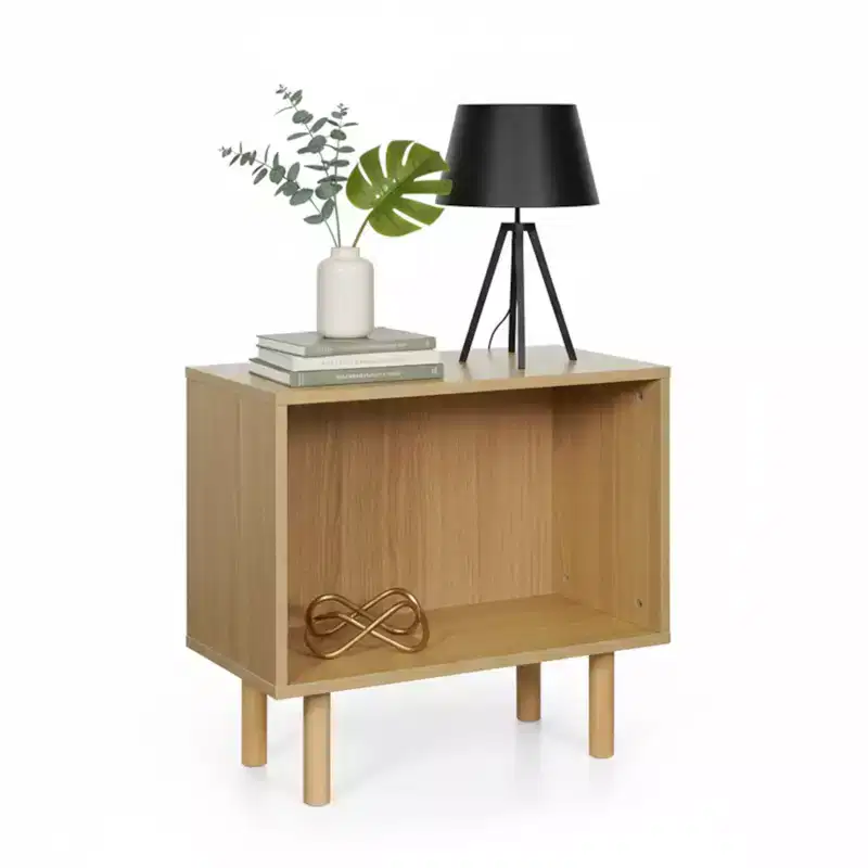 Home Zone Living Stackable Storage Cube End Table with Rubberwood Legs