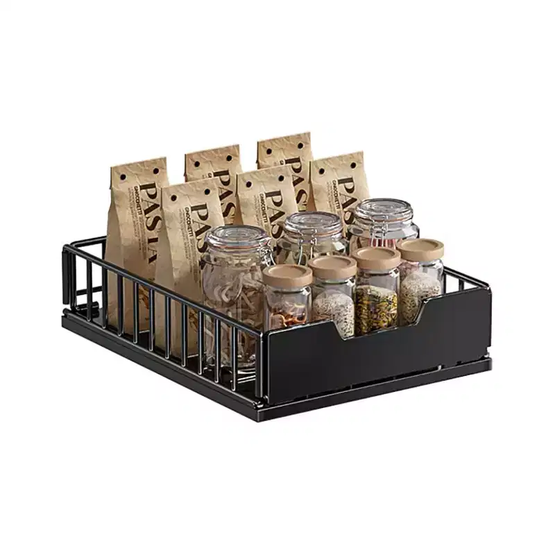 Pull Out Kitchen Cabinets Organizer, Pantry Pull Out Shelves, Metal Slide Out Storage Drawers No Drill Slide Out Drawers for Cabinets Bathroom