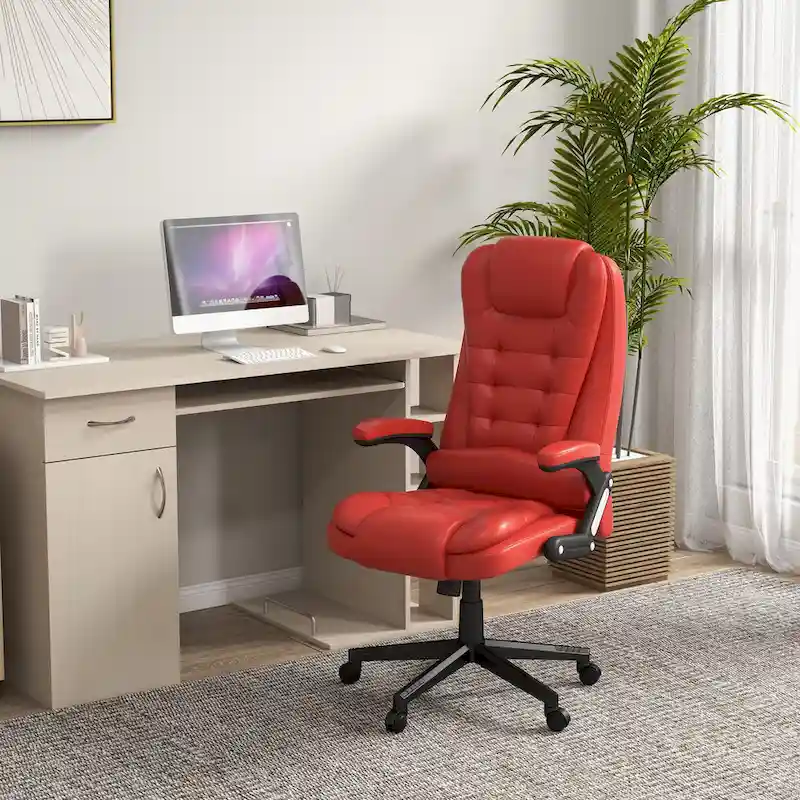 HOMCOM High Back Vibration Massage Office Chair with 6 Vibration Points, Beige