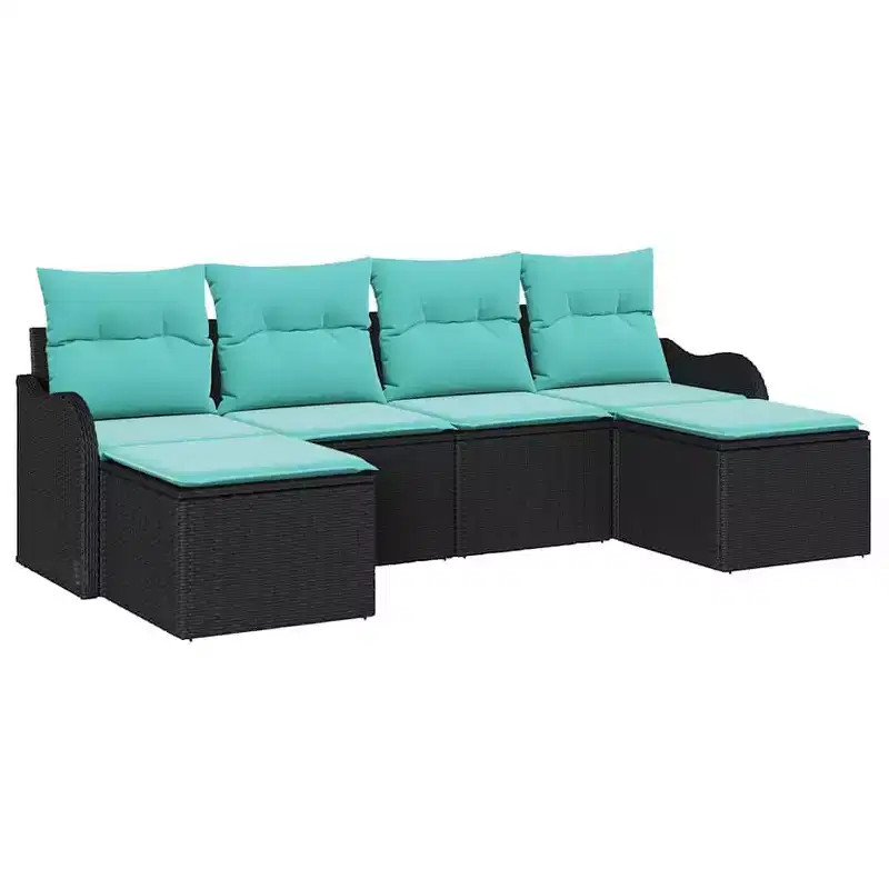 vidaXL Garden Sofa Set with Cushion 6 pcs Brown Poly rattan