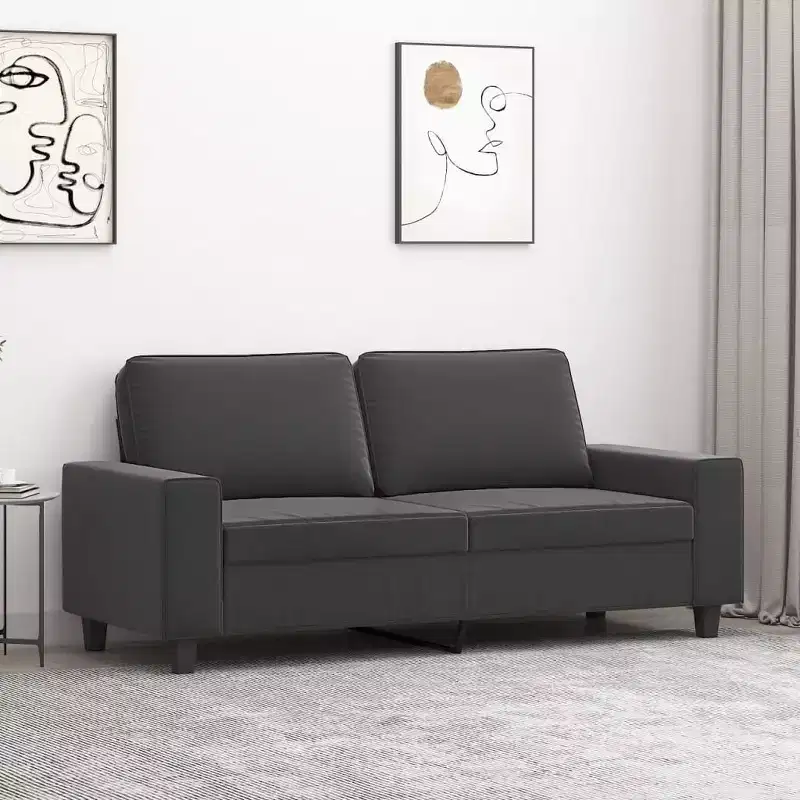 2-Seater Microfiber Sofa - Dark Gray - Durable Upholstery, Adjustable Comfort - Modern Design for Living Room, Lounge, or Office.