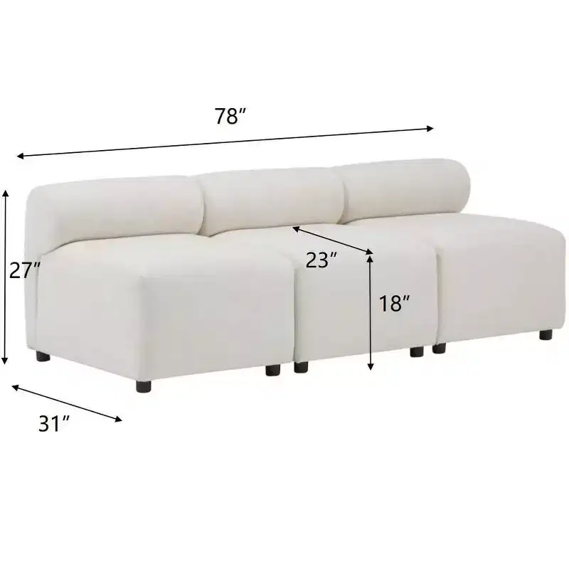 Christopher Knight Home Fermin 78 Modern Modular 3 Seater Sectional Sofa with Rround Back