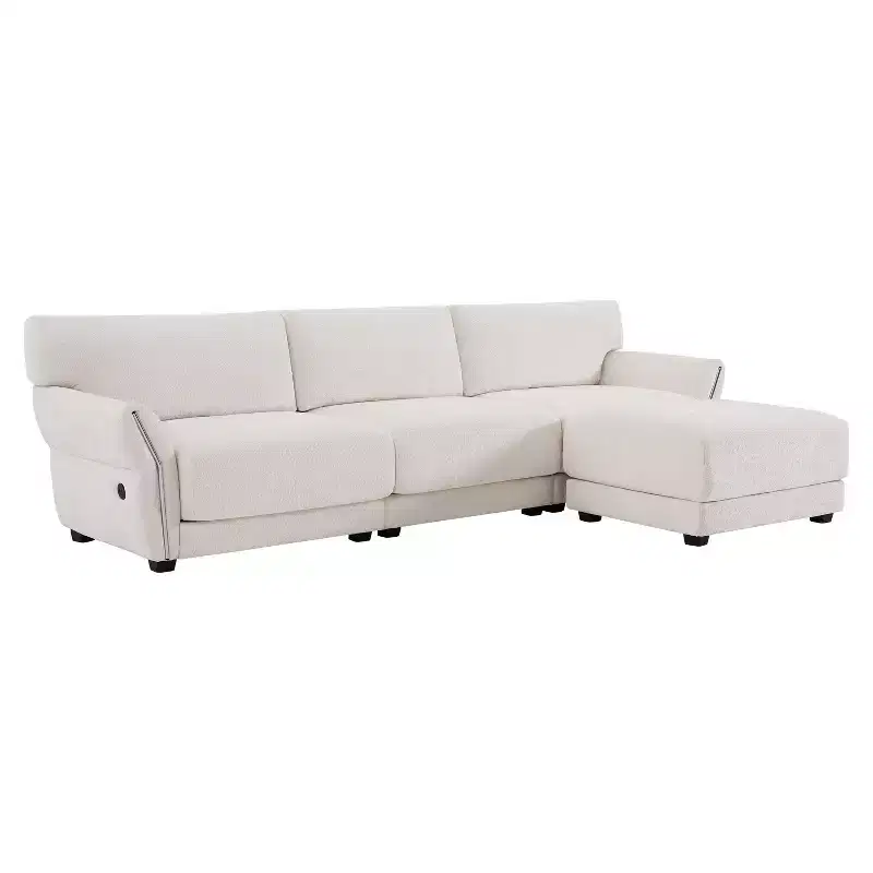 L-Shaped Sectional Sofa Set with Ottoman, 3-Seat Chenille Couch with Extra-Wide Seat and USB, 110