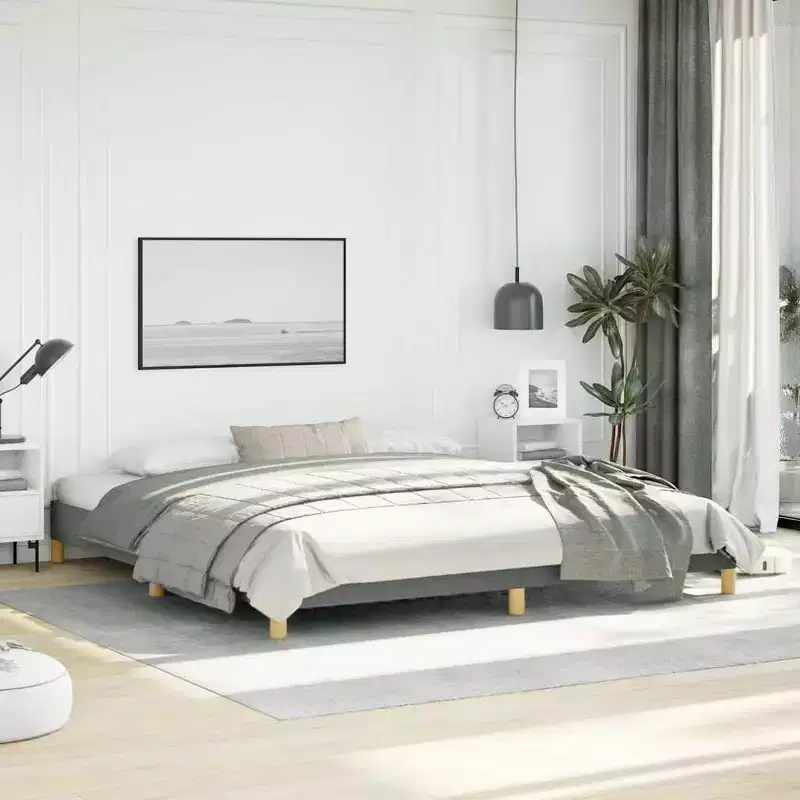Polyester Fabric and Plywood King Bed Frame