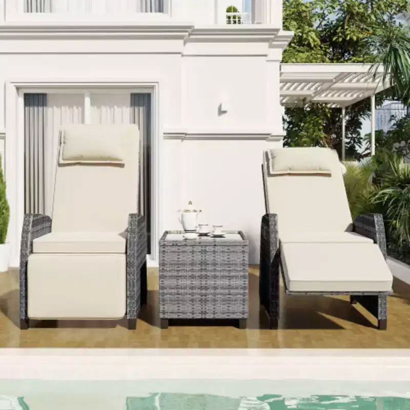 Rattan 2-Seater and Coffee Table Set: Adjustable, Perfect for Outdoor Spaces
