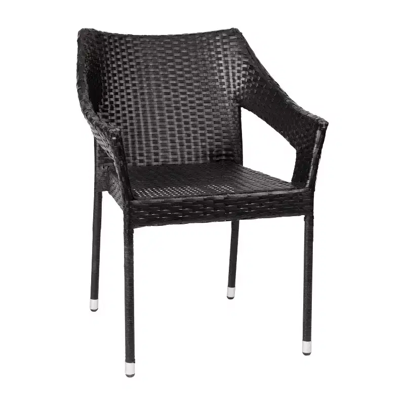 Merrick Lane Weather Resistant Indoor/Outdoor Stacking Patio Dining Chair with Steel Frame and PE Rattan