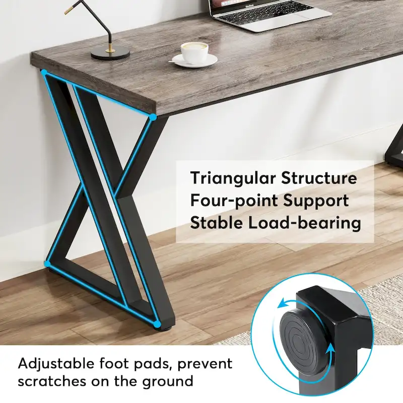 55-Inch Computer Desk with Z-Shape Metal Legs