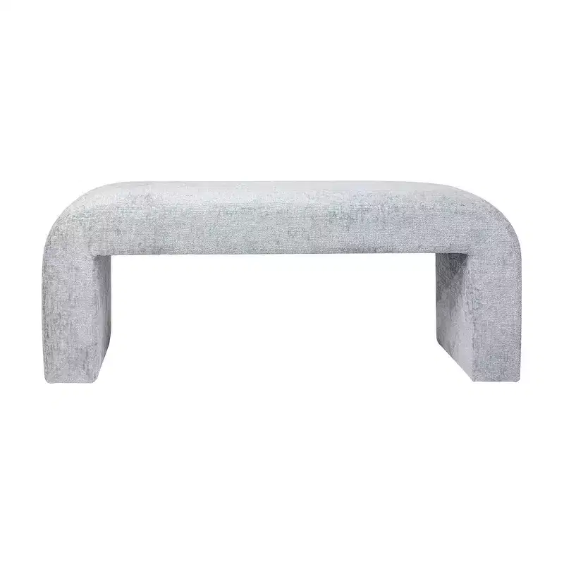 Jofran,Sophia Modern Luxury Curved Upholstered Waterfall Jacquard Bench - Small