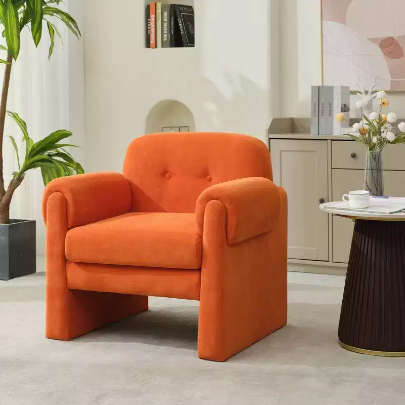 Fluffy Cloud Upholstered Accent Armchair Set of 2 Velvet Ergonomic Bedroom Reading Chair