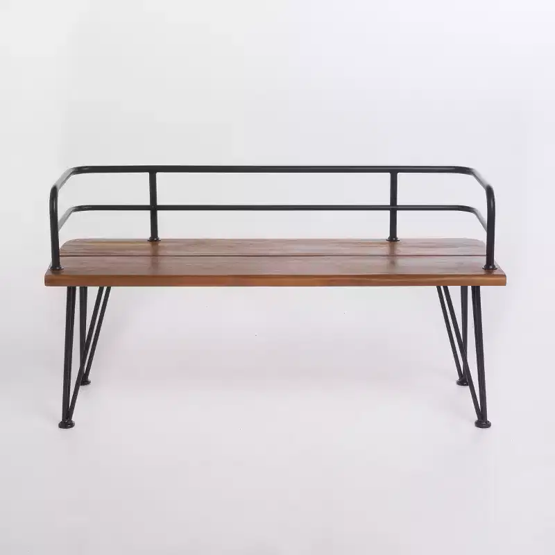 GDFStudio Khaden Rustic Outdoor Acacia Wood and Iron Bench, Brown
