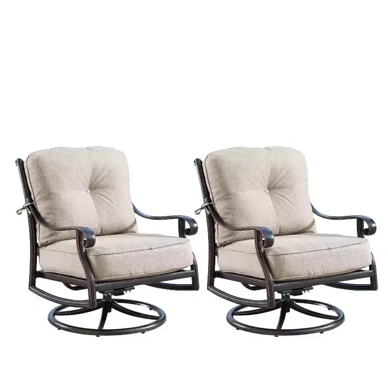 2pk Aluminum Outdoor Deep Seating Swivel Rocking Club Chairs with Cushions - Copper/Tan - Oakland Living