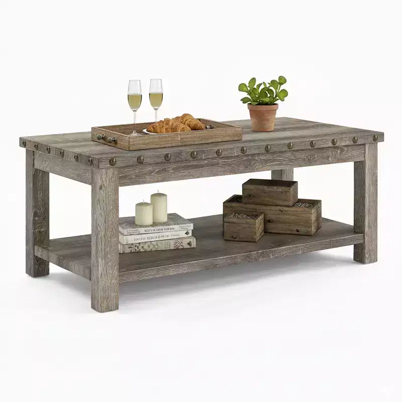 Beige Sofa Table, 47 Console Table with Storage Shelf, MDF Modern Coffee Table for Living Room, Entryway, Hallway