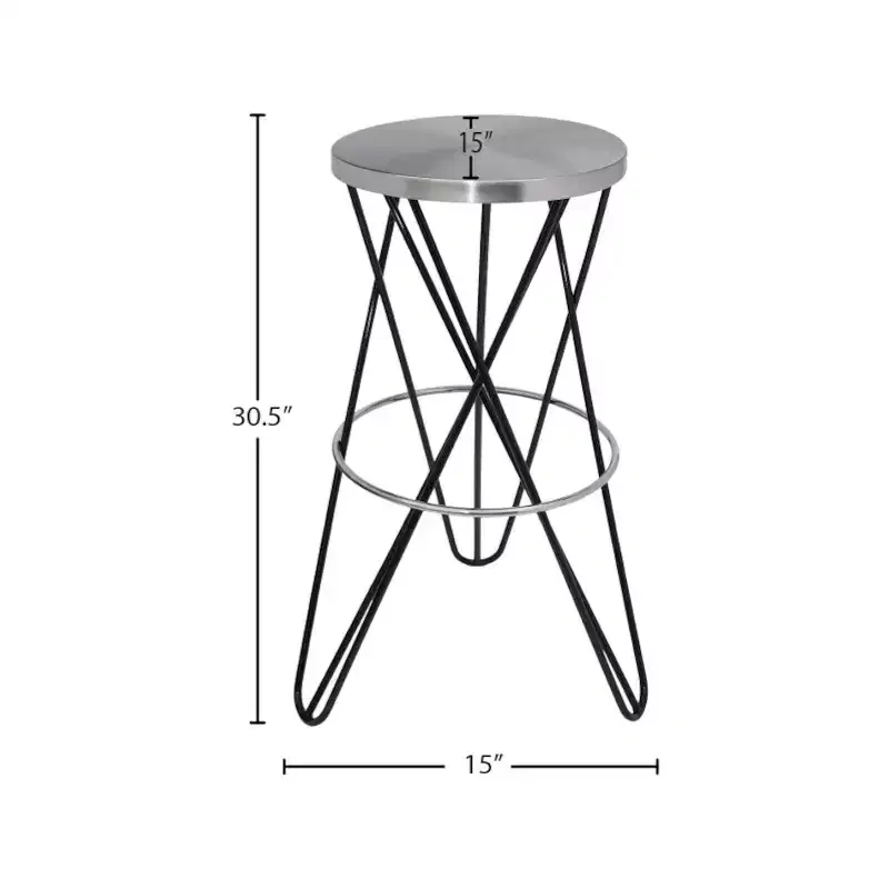Meridian Furniture,Mercury Black Iron Bar Stool