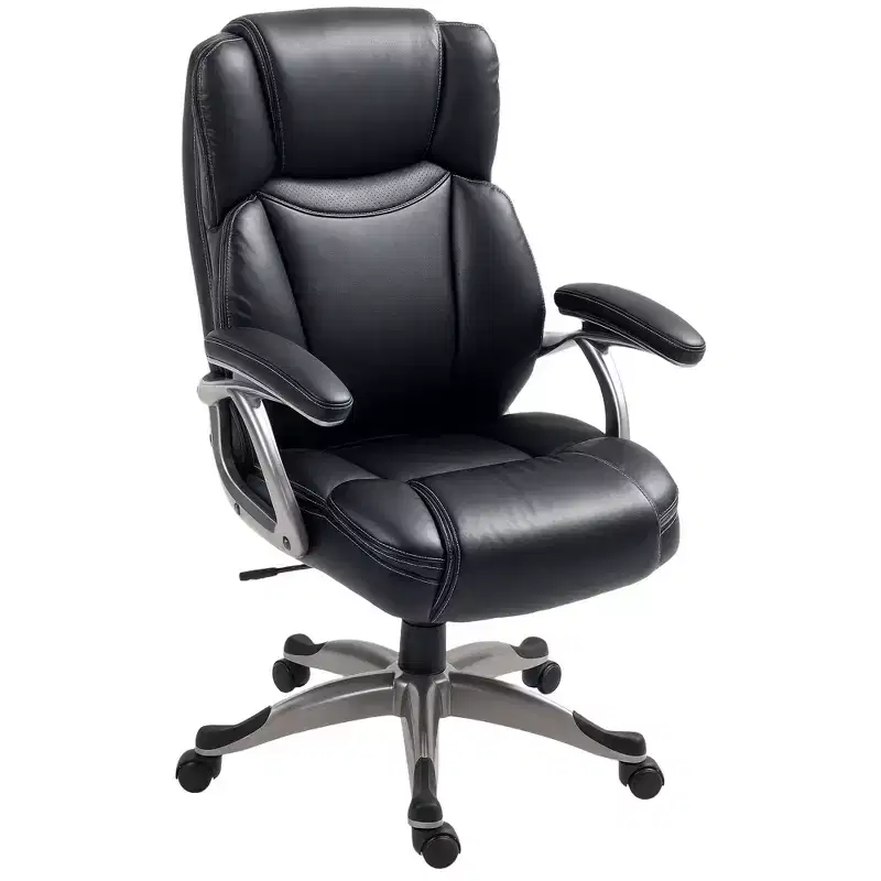 HOMCOM Executive Office Chair with Tilt Function, PU Leather High Back Desk Chair, Swivel Computer Chair with Adjustable Height