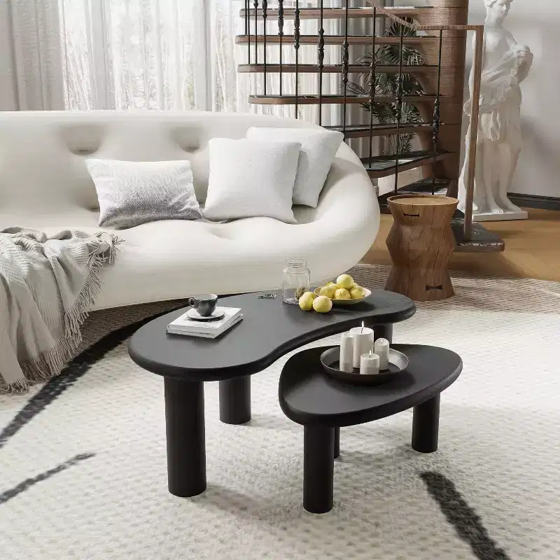 PexFix Cashew Solid Wood Coffee Table Sofa Side Table Set