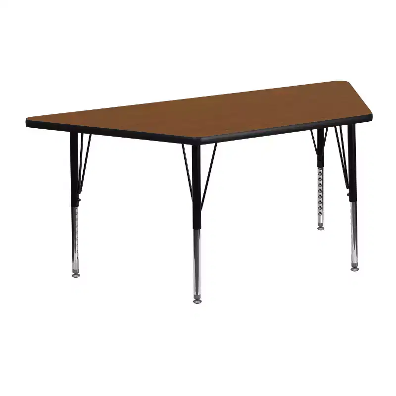 Flash Furniture 22.5''W x 45''L Trapezoid HP Laminate Activity Table - Height Adjustable Short Legs
