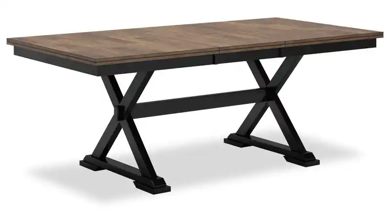 Dining Table, 60-78W Self-Storing Butterfly Leaf Extension - Two-Tone Black & Brown