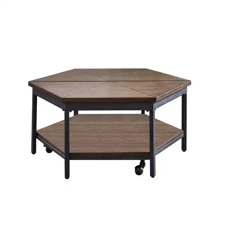 Steve Silver Co. Ultimo Hexagon Lift Top Metal Cocktail Brown