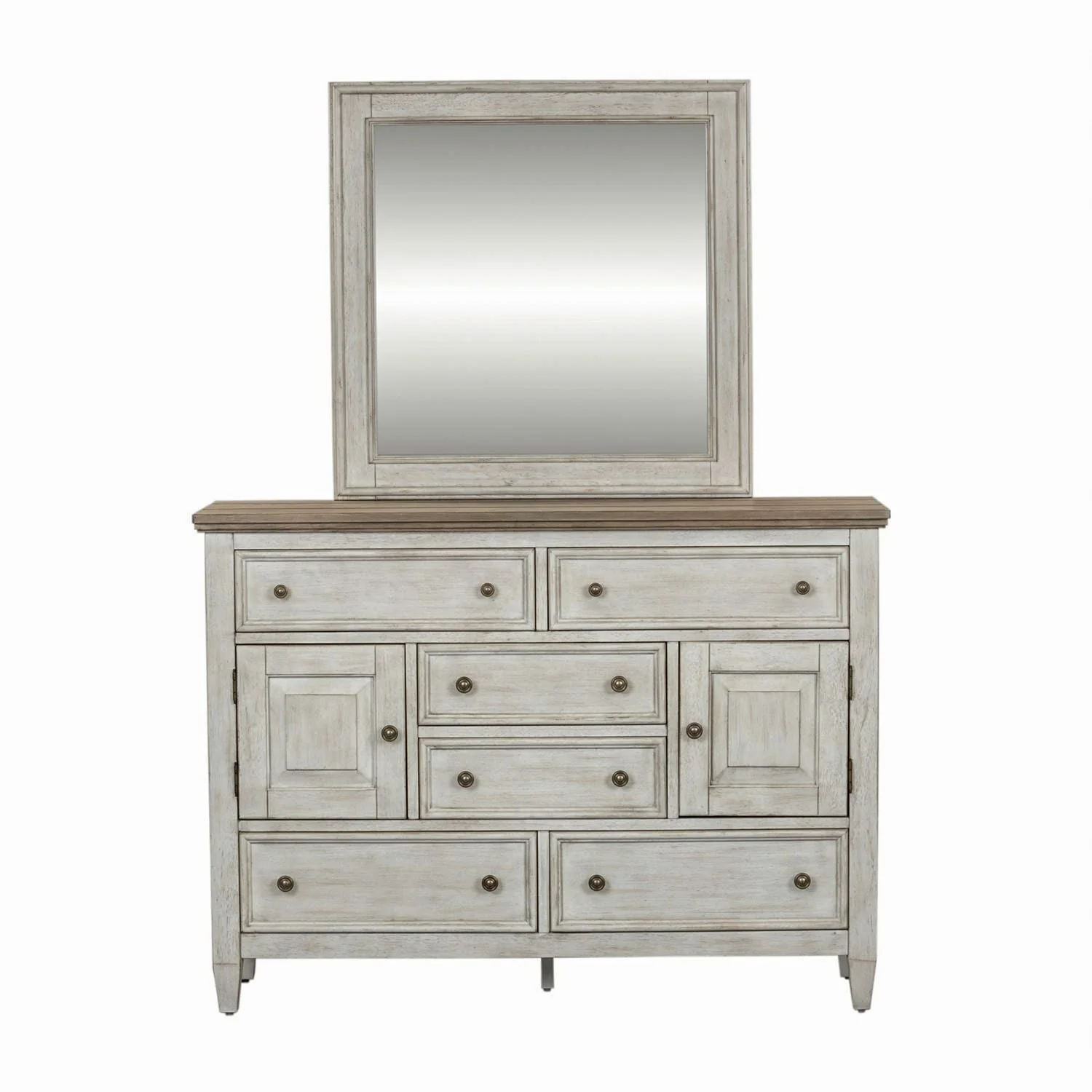 Dresser & Mirror - Antique White / Tobacco Tops — add in a relaxed style and you create a classic look with a casual feel