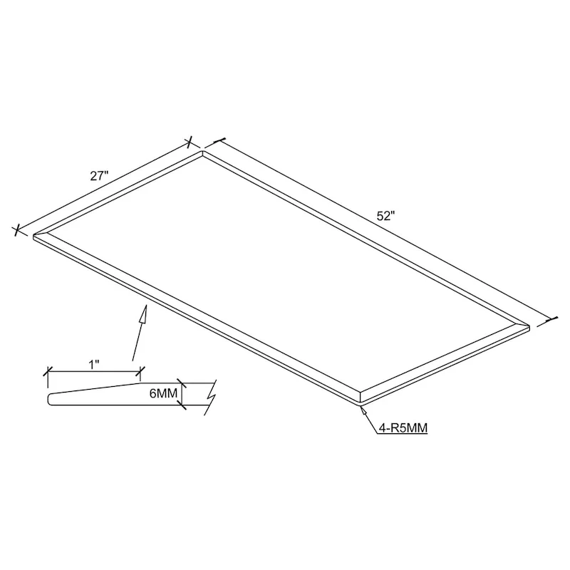Rectangular Casual Clear Tempered Glass Top