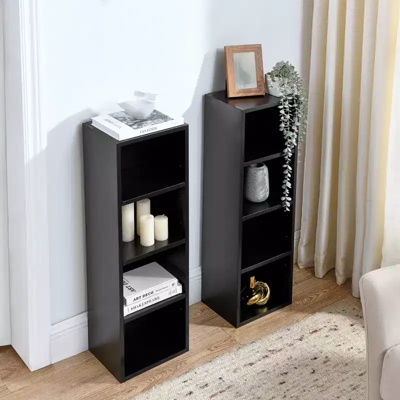 70.9 in.Tall Wood 4-Shelf Standard Bookcase with Shelves (Set of 2)