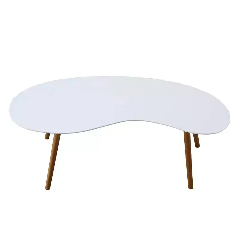 Oslo Bean Shaped Coffee Table White/Bamboo - Breighton Home
