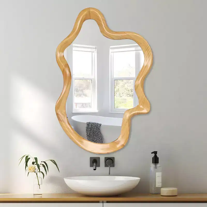 Modern Wooden Decorative Irregular Shaped Wall Mirror