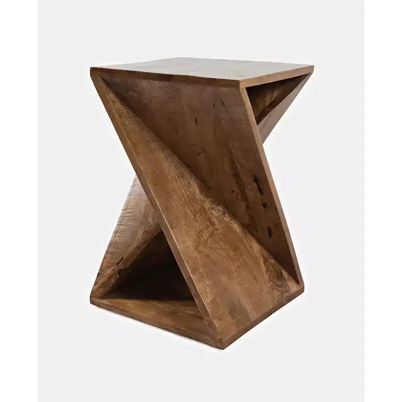 Solid Mango Hardwood Modern Angled Table - Gold