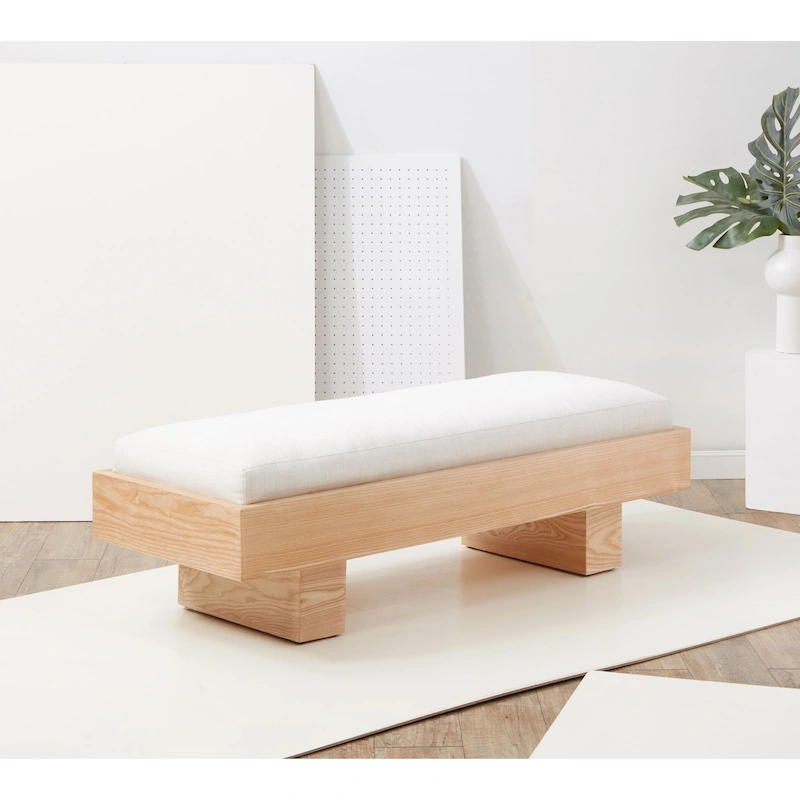 SAFAVIEH Couture Ferah White Wood Bench - 52 W x 20 D x 17 H - 52Wx20Dx17H