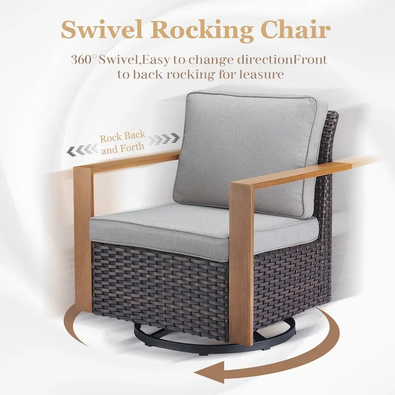 Outside Sofa Ottoman with Rocking Chairs - Brown