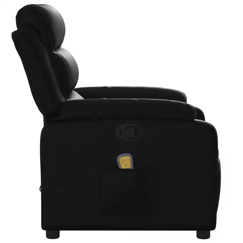 vidaXL Massage Recliner Chair Adjustable Reclining Armchair Black Faux Leather - Manual Push Back