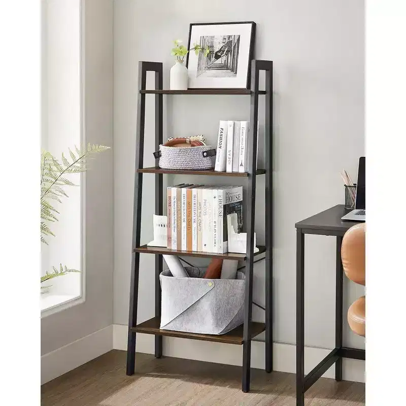 VASAGLE 4-Tier Ladder Shelf Bookshelf Bookcase Furniture Storage Rack Shelves