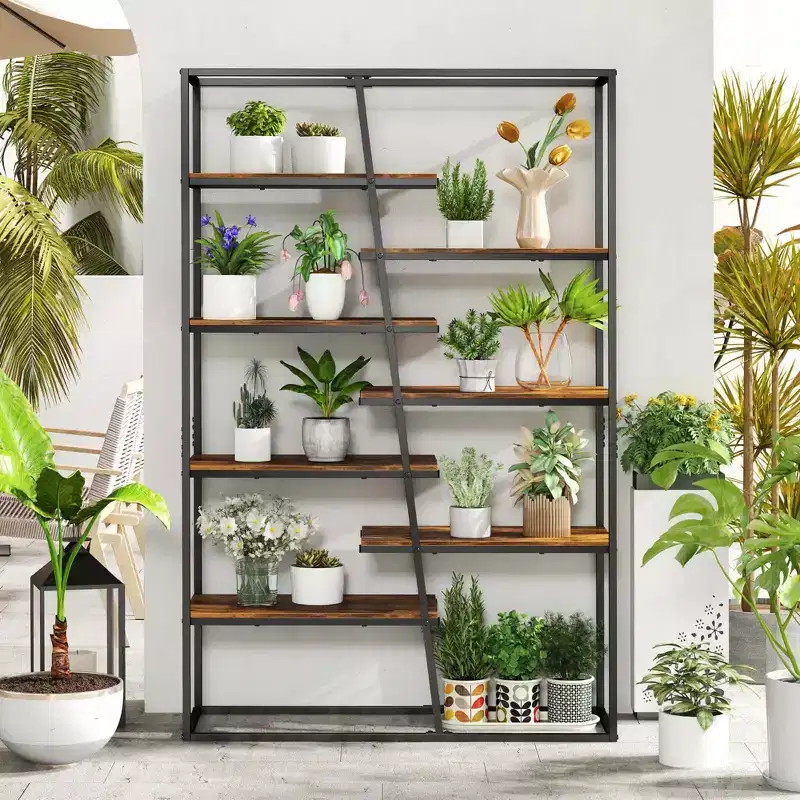 Costway 71 Tall Bookshelf with Heavy-duty Metal Frame 7-Tier Industrial Etagere Bookcase