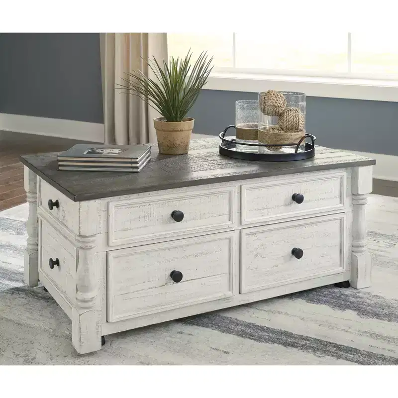 Signature Design by Ashley Casual Havalance Lift-Top Coffee Table, White/Gray