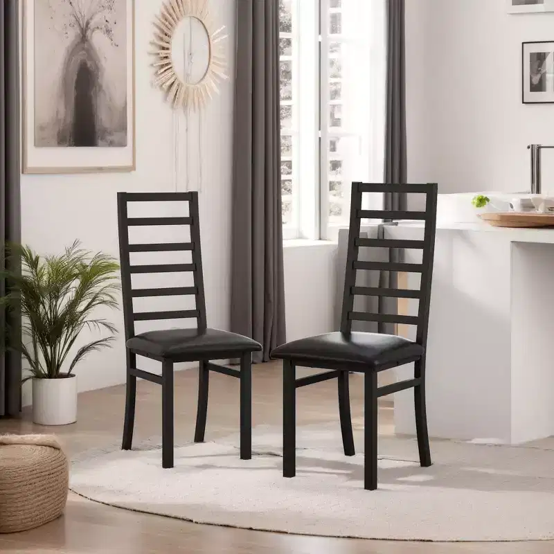 TUYOHW High Backrest Dining Chairs Set of 2/4 ,PU Leahter Kitchen Chairs with Steel Legs,Space-saving Dining Room Chairs for Apartment,Small Areas