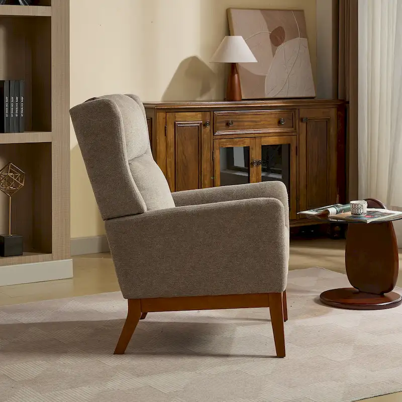 Modern Accent Wingback Chair,Polyester Blend High Back Reading Chair ,Upholstered Armchair Club Chair